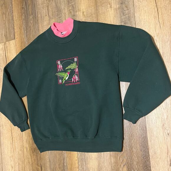 Vtg Super Sweats Jerzees Hummingbird Embroidered Grandma Sweatshirt XL USA 80/90 - Picture 2 of 6
